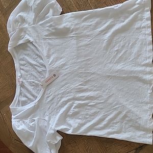SUNDRY white tee with puffy shoulders 2 NWT